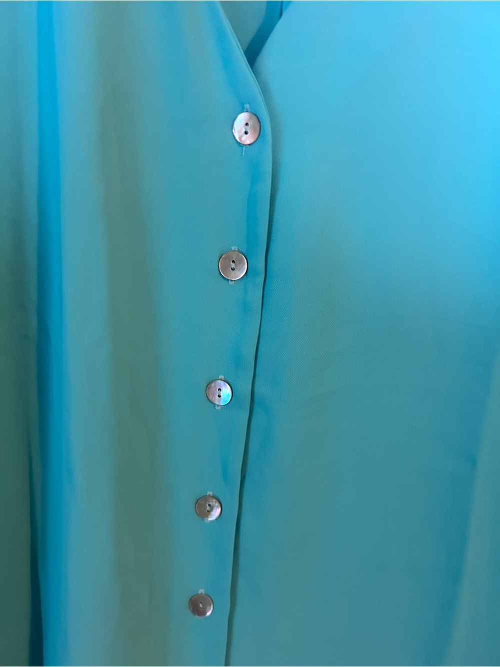Zenana Turquoise Button Front Blouse Large Western Boho Long Sleeve Top New - Picture 3 of 6